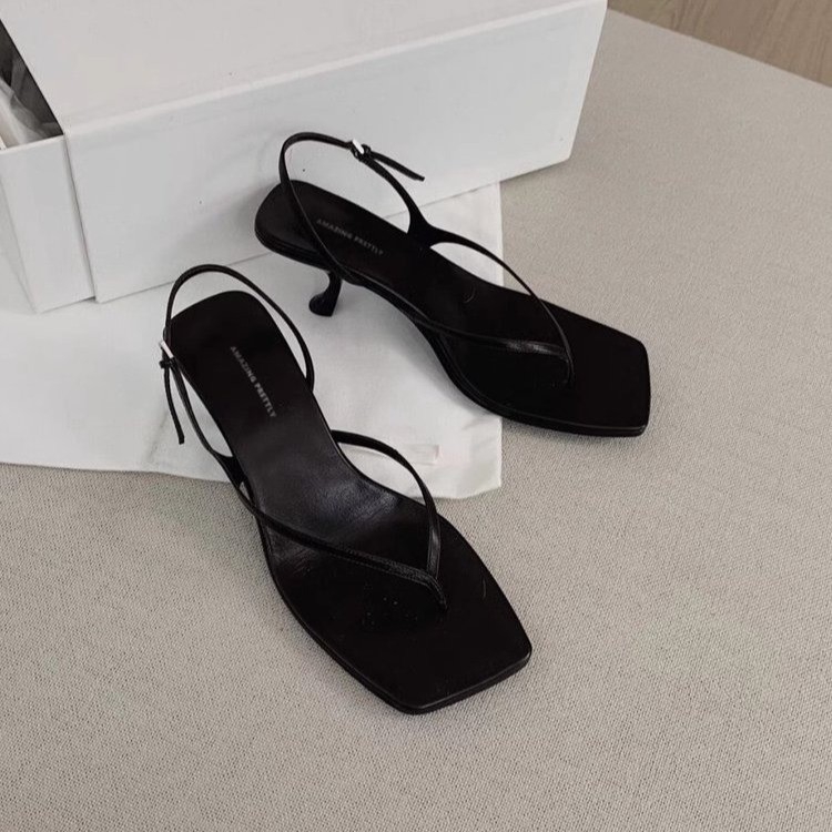 Ženske Herringbone sandale, PU gornji dio, gumeni đon, kopča, tanak potpetica 3–6 cm