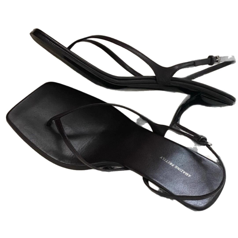Ženske Herringbone sandale, PU gornji dio, gumeni đon, kopča, tanak potpetica 3–6 cm