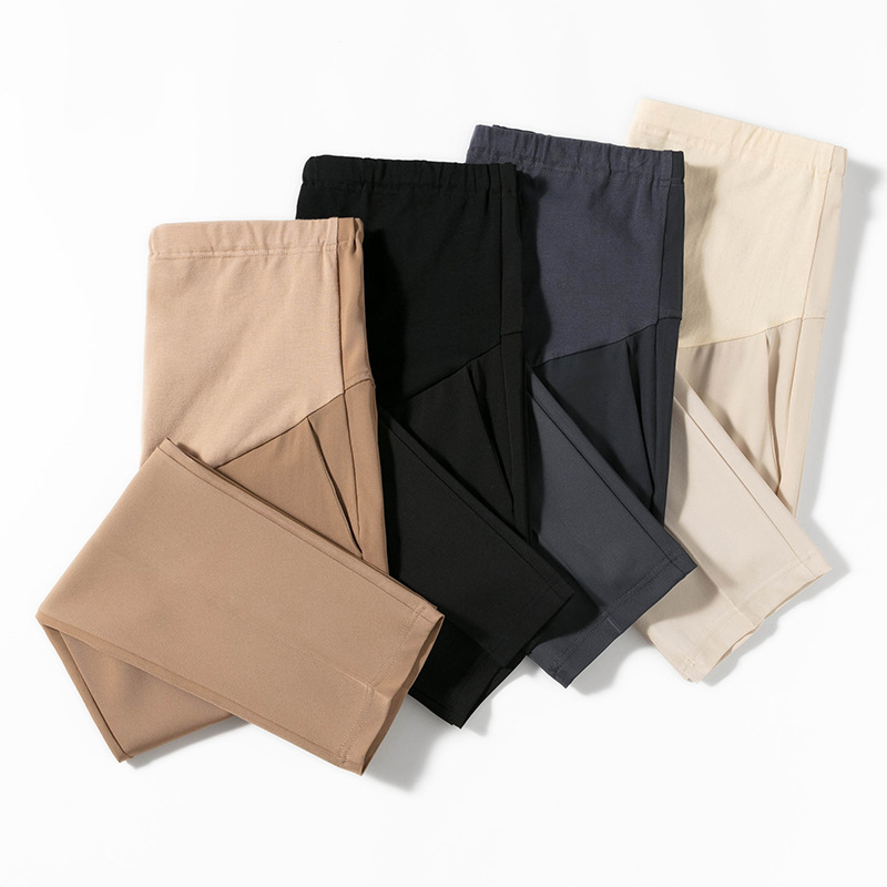 Hlače za trudnoću cropped straight, podrška za trbuh, labav kroj; 65% pamuk, poliester