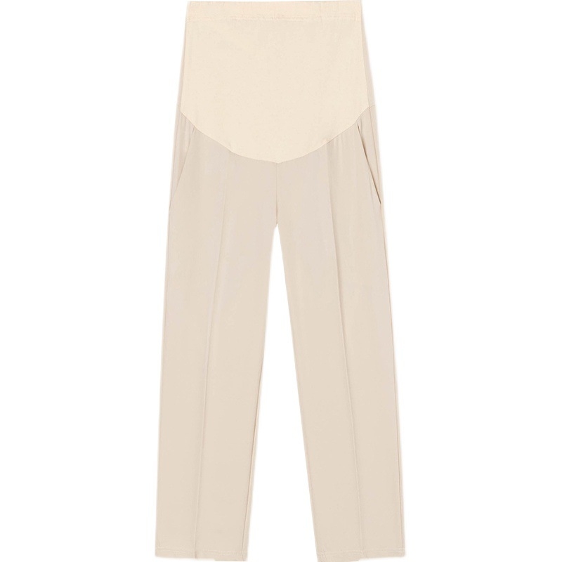 Hlače za trudnoću cropped straight, podrška za trbuh, labav kroj; 65% pamuk, poliester