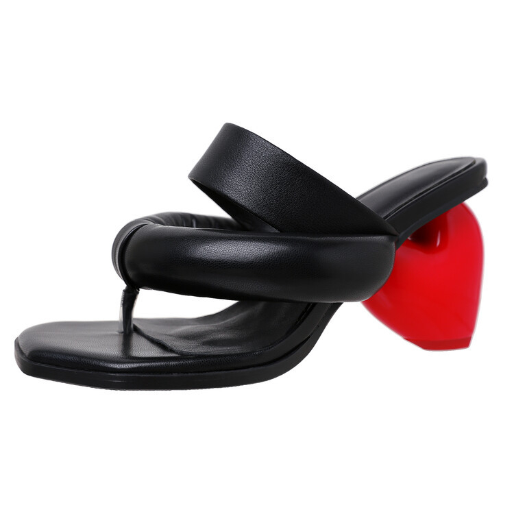 Sandale s otvorenim prstom, gornji dio od mikrovlakana, zaobljeni vrh, debeli pet 10 cm, potplat 3 cm, slip-on