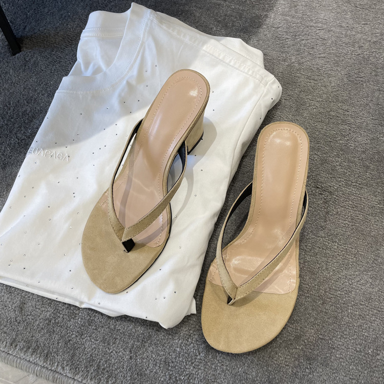 Ženske sandale od ovčje kože s uzorkom riblje kosti, okrugla vrh, gumena potplata, neutralan stil