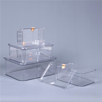 Кутия за съхранение на храни, прозрачен PET, с капак и уплътнение