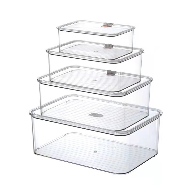 Кутия за съхранение на храни, прозрачен PET, с капак и уплътнение