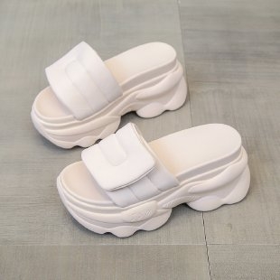 Ženske sandale s Velcro kopčanjem, otvoreni prsti, debela platforma, PU gornji dio, gumena potplat