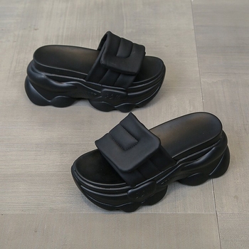 Ženske sandale s Velcro kopčanjem, otvoreni prsti, debela platforma, PU gornji dio, gumena potplat