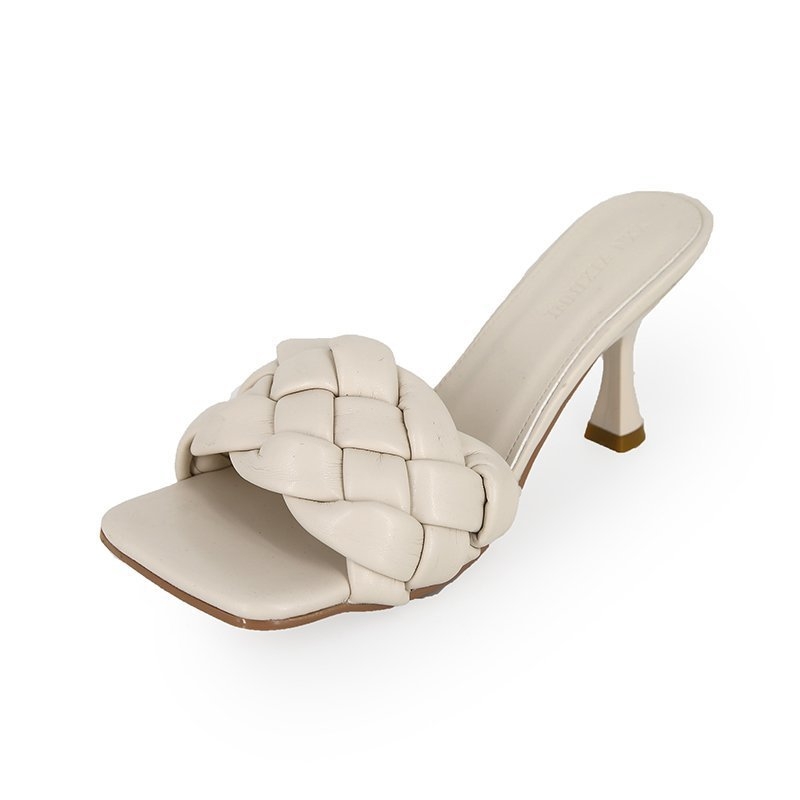 Stiletto sandale s kvadratnim nosom, PU gornji dio i PU potplat, tanak pet 6-8 cm