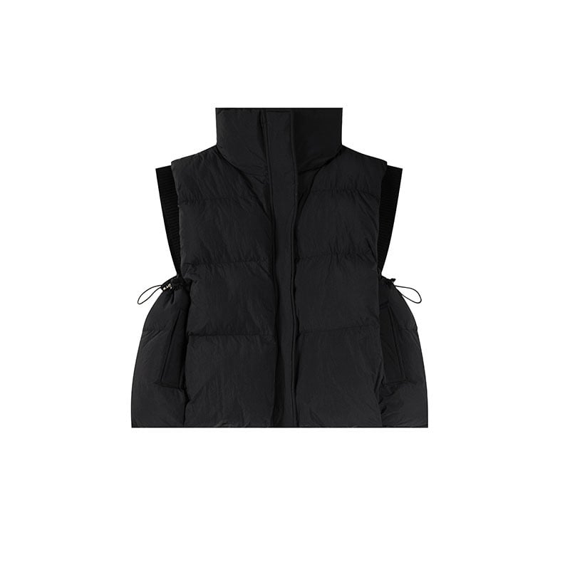 Женска зимна безръкавна жилетка от нейлон с пълнеж полиестер-памук, стойкова яка, без ръкави, средна дължина 50–65 см, стил японски и корейски за свободното време