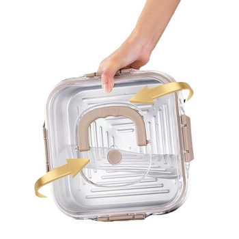 Kutija za ručak od nehrđajućeg čelika 201, kvadratna, zapremina 2.1–4 L, pogodna za mikrovalnu, posuda za čuvanje hrane