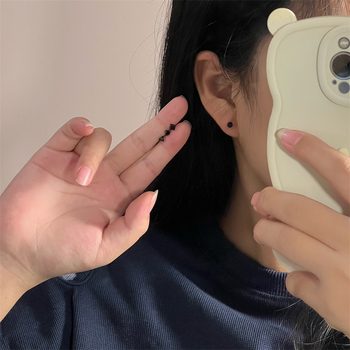Geometriai fülbevaló készlet műanyag/gyanta anyagból – koreai stílusú tüsis fülbevalók, mikro-inlay, nőknek, friss és édes stílus