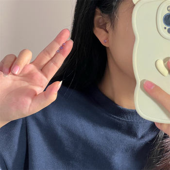 Geometriai fülbevaló készlet műanyag/gyanta anyagból – koreai stílusú tüsis fülbevalók, mikro-inlay, nőknek, friss és édes stílus