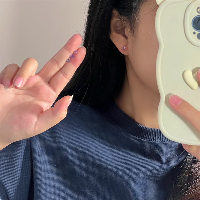 Geometriai fülbevaló készlet műanyag/gyanta anyagból – koreai stílusú tüsis fülbevalók, mikro-inlay, nőknek, friss és édes stílus