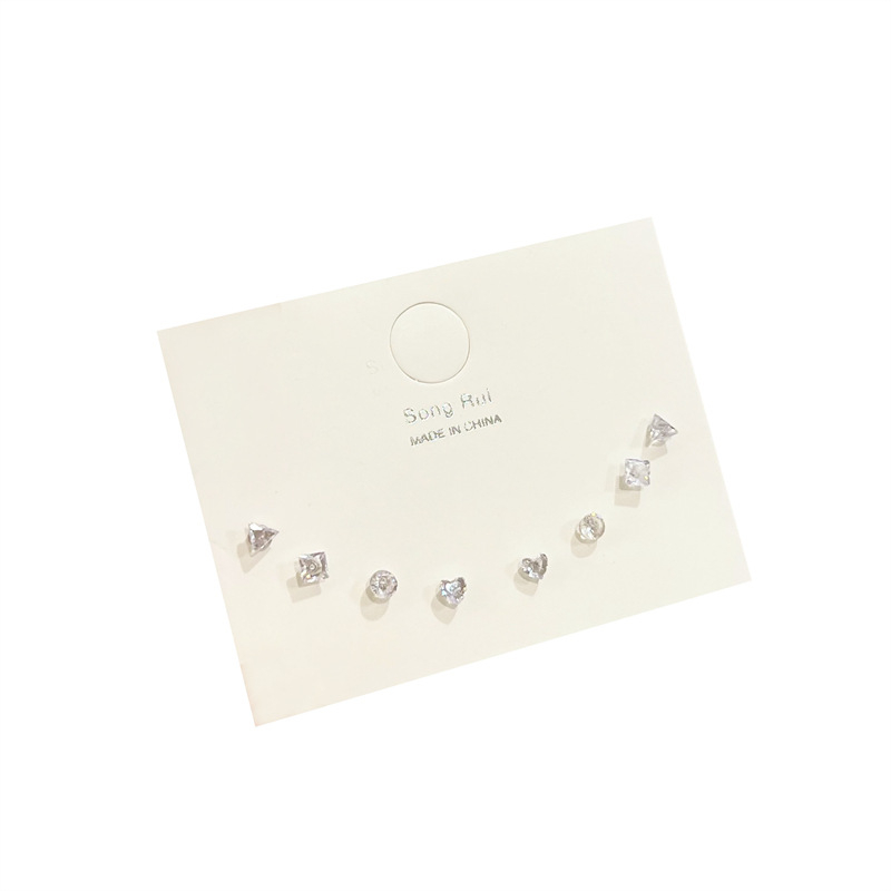 Geometriai fülbevaló készlet műanyag/gyanta anyagból – koreai stílusú tüsis fülbevalók, mikro-inlay, nőknek, friss és édes stílus