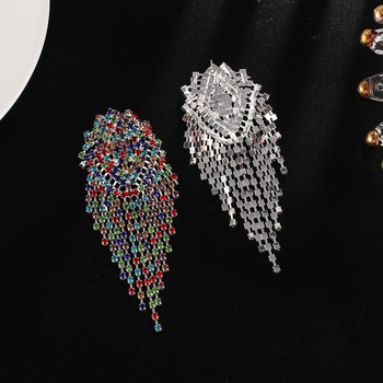 Naušnice s rhinestones, elektroplatinirano, brend YFJEWE, stil hladni vjetar, lišće dizajn