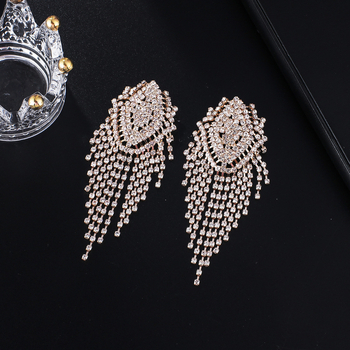 Naušnice s rhinestones, elektroplatinirano, brend YFJEWE, stil hladni vjetar, lišće dizajn