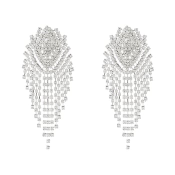 Naušnice s rhinestones, elektroplatinirano, brend YFJEWE, stil hladni vjetar, lišće dizajn