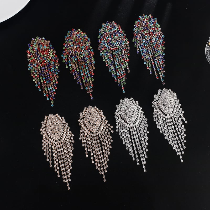 Naušnice s rhinestones, elektroplatinirano, brend YFJEWE, stil hladni vjetar, lišće dizajn