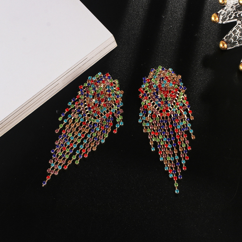 Naušnice s rhinestones, elektroplatinirano, brend YFJEWE, stil hladni vjetar, lišće dizajn
