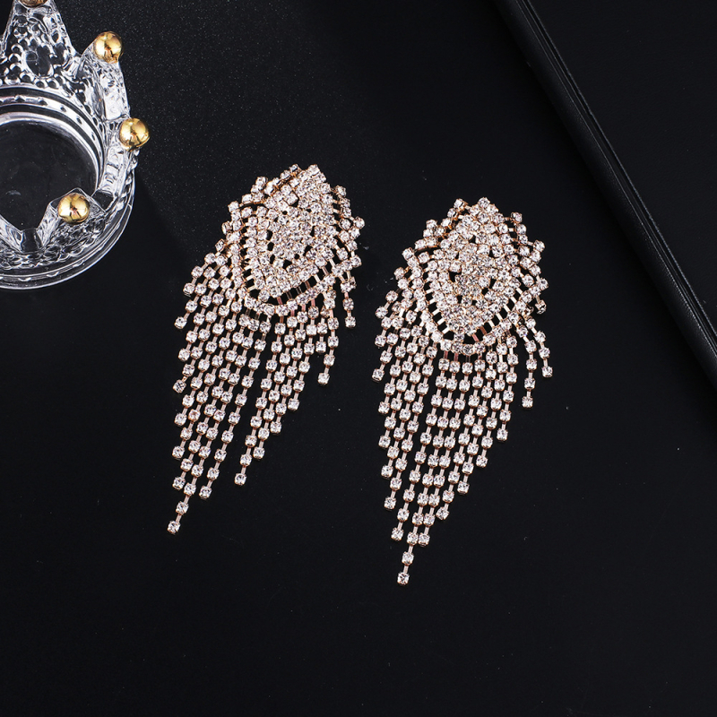 Naušnice s rhinestones, elektroplatinirano, brend YFJEWE, stil hladni vjetar, lišće dizajn