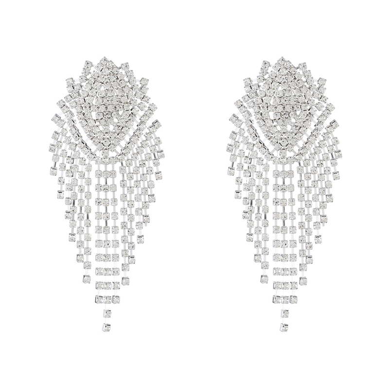 Naušnice s rhinestones, elektroplatinirano, brend YFJEWE, stil hladni vjetar, lišće dizajn