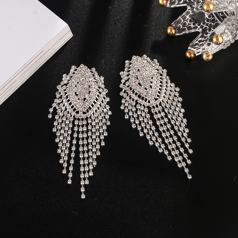 Naušnice s rhinestones, elektroplatinirano, brend YFJEWE, stil hladni vjetar, lišće dizajn