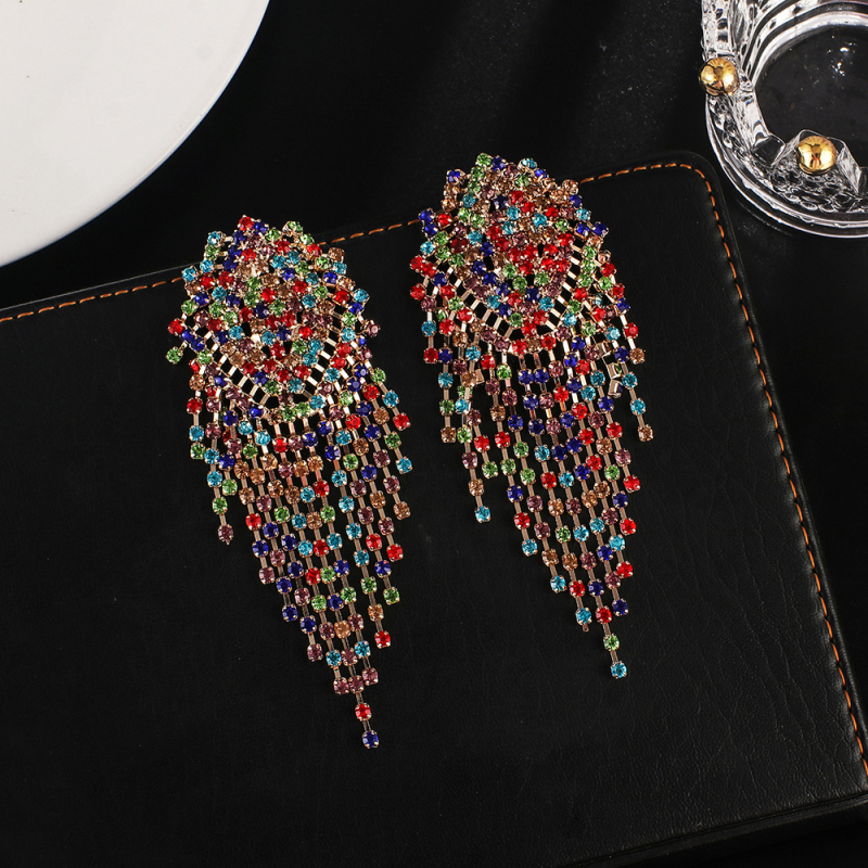 Naušnice s rhinestones, elektroplatinirano, brend YFJEWE, stil hladni vjetar, lišće dizajn