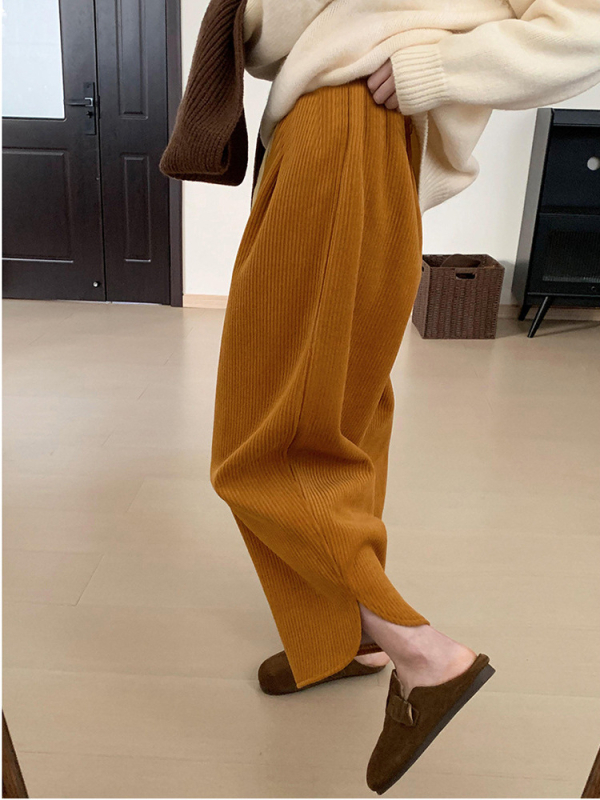 Női terhességi Chenille nadrág has alatti támogatással, laza harém fazon, kilenc pont hossz, vast anyag, mikro-elasztikusság, fleece belsővel