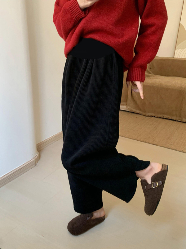 Női terhességi Chenille nadrág has alatti támogatással, laza harém fazon, kilenc pont hossz, vast anyag, mikro-elasztikusság, fleece belsővel