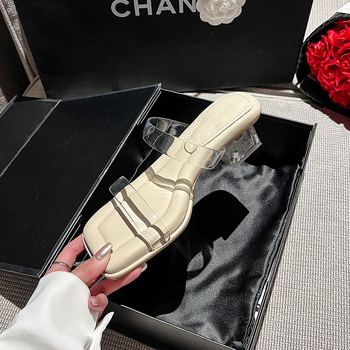 Angerhee női átlátszó PVC pántos szandál, puha talppal, négyzetes orr, gumitalp