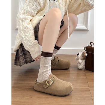 Női slip-on cipők vastag platformával – nubuk bőr felsőrész, kerek orr, gumírozott talp, mindennapi, szabadtéri viselet (2026 tavasz)