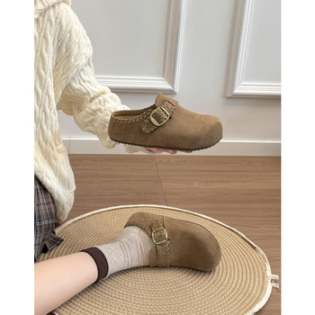 Női slip-on cipők vastag platformával – nubuk bőr felsőrész, kerek orr, gumírozott talp, mindennapi, szabadtéri viselet (2026 tavasz)