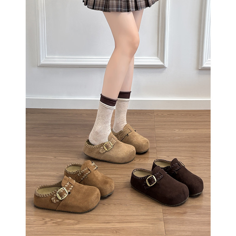 Női slip-on cipők vastag platformával – nubuk bőr felsőrész, kerek orr, gumírozott talp, mindennapi, szabadtéri viselet (2026 tavasz)