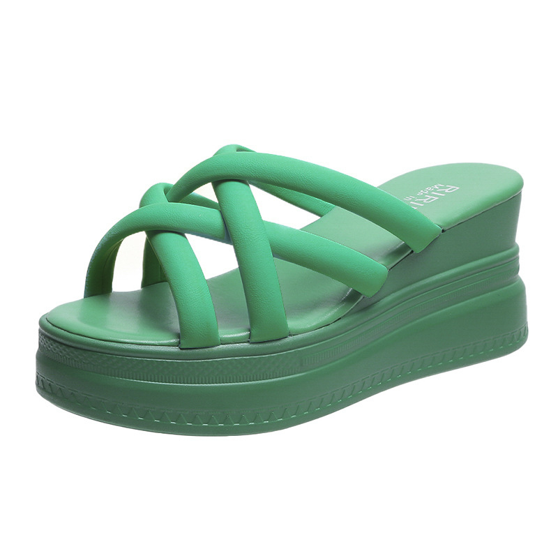 Női platformos szandál keresztpántokkal, nyitott orrú, PU felsőrész, PU belső, gumitalp