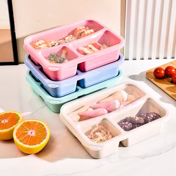 Senxuan kutija za ručak od pšenične slame i PP-a, kvadratnog oblika, 800-1000 ml, pogodna za mikrovalnu pećnicu, jedan sloj