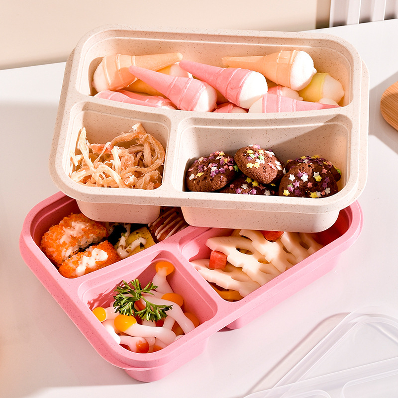 Senxuan kutija za ručak od pšenične slame i PP-a, kvadratnog oblika, 800-1000 ml, pogodna za mikrovalnu pećnicu, jedan sloj