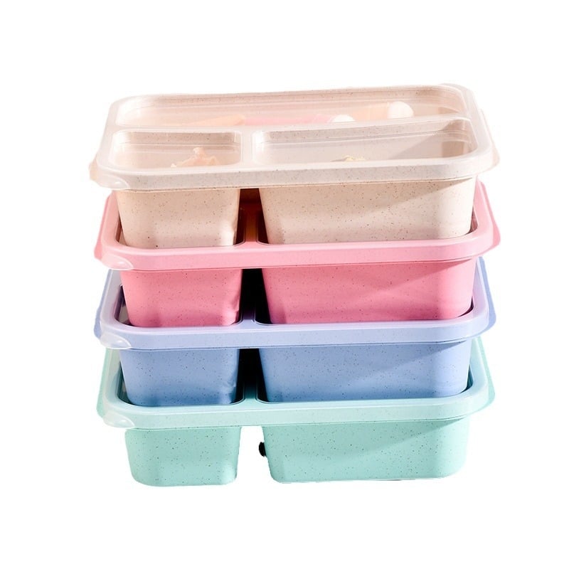 Senxuan kutija za ručak od pšenične slame i PP-a, kvadratnog oblika, 800-1000 ml, pogodna za mikrovalnu pećnicu, jedan sloj