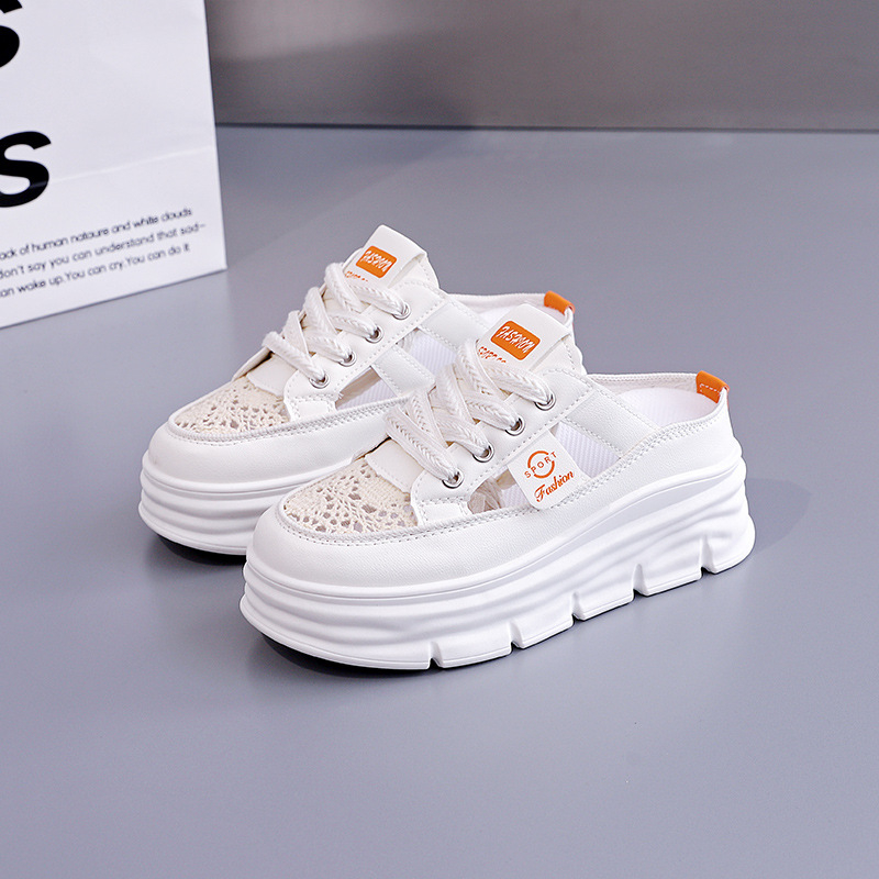 Női lélegző, lyukas felsőjű szandál vastag talppal; felső: mű PU, belső anyag: szuper rost, talp: gumi, orrforma: kerek, tavasz 2025, származás: Wenzhou, Zhejiang