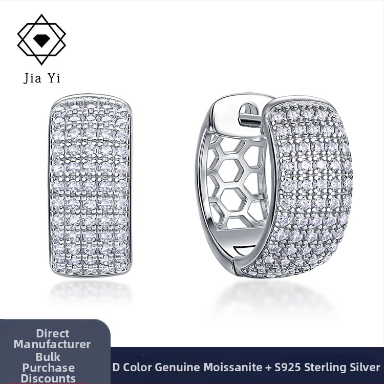 Náušnice Moissanite, S925 striebro, 0.6ctw, okrúhly briliantný rez, s certifikátom, hip-hop štýl