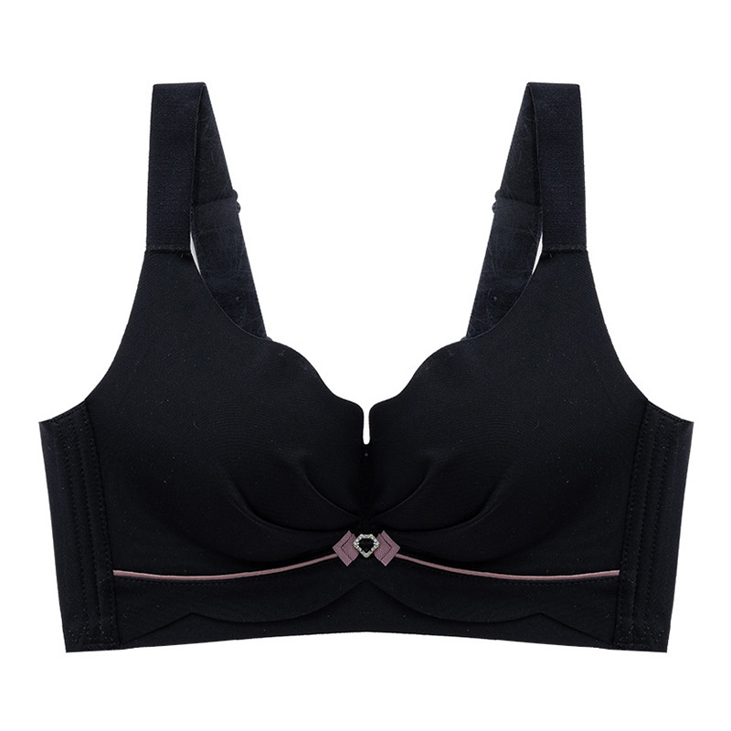 Sutien fără cusături, push-up pentru sâni mici, cupe 3/4, cupe modelate cu partea superioară subțire și partea inferioară mai groasă, bretele fixe duble, închidere în spate cu patru rânduri de carlige