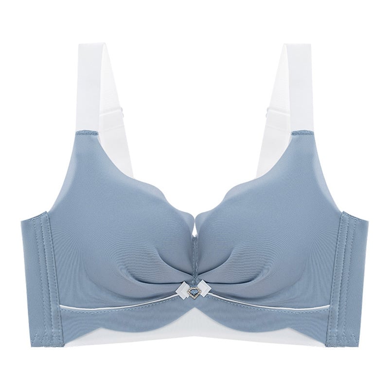 Sutien fără cusături, push-up pentru sâni mici, cupe 3/4, cupe modelate cu partea superioară subțire și partea inferioară mai groasă, bretele fixe duble, închidere în spate cu patru rânduri de carlige