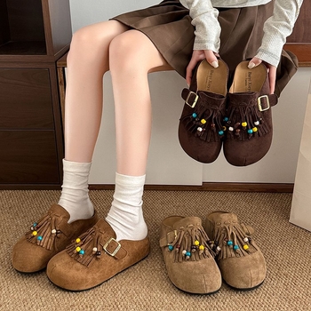 Sandale u stilu Birkenstock, srednja peta 3–5 cm, velur gornji dio, Baotou zatvorenog prsta, gumena potplata, unutarnji materijal od super vlakana