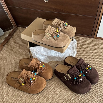 Sandale u stilu Birkenstock, srednja peta 3–5 cm, velur gornji dio, Baotou zatvorenog prsta, gumena potplata, unutarnji materijal od super vlakana