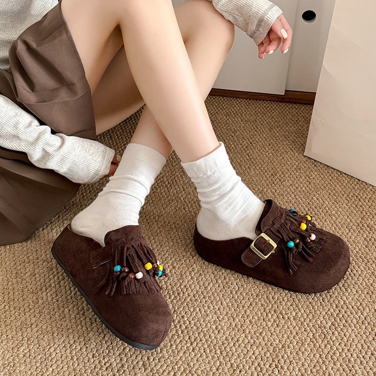 Sandale u stilu Birkenstock, srednja peta 3–5 cm, velur gornji dio, Baotou zatvorenog prsta, gumena potplata, unutarnji materijal od super vlakana