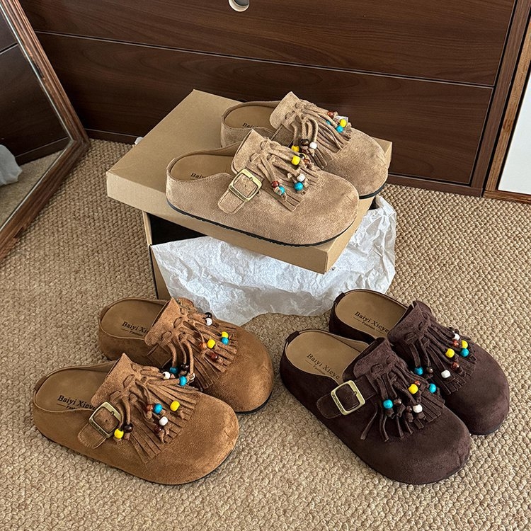 Sandale u stilu Birkenstock, srednja peta 3–5 cm, velur gornji dio, Baotou zatvorenog prsta, gumena potplata, unutarnji materijal od super vlakana