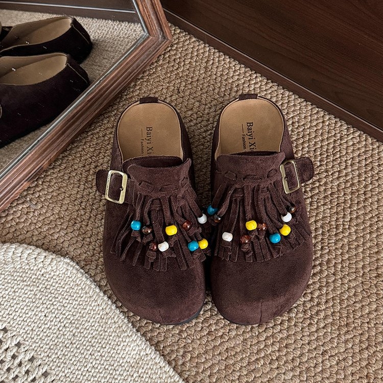 Sandale u stilu Birkenstock, srednja peta 3–5 cm, velur gornji dio, Baotou zatvorenog prsta, gumena potplata, unutarnji materijal od super vlakana