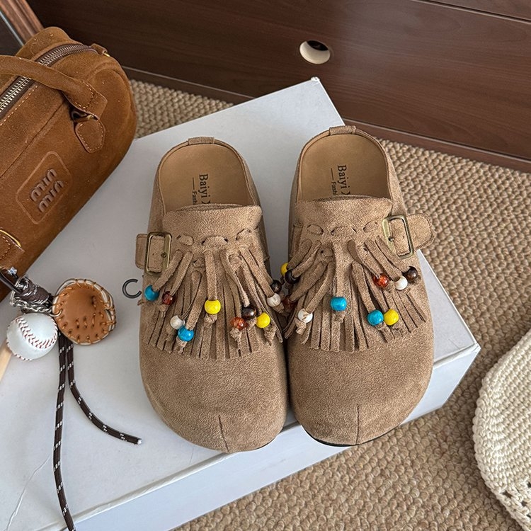 Sandale u stilu Birkenstock, srednja peta 3–5 cm, velur gornji dio, Baotou zatvorenog prsta, gumena potplata, unutarnji materijal od super vlakana