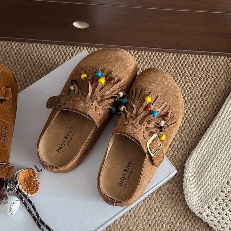 Sandale u stilu Birkenstock, srednja peta 3–5 cm, velur gornji dio, Baotou zatvorenog prsta, gumena potplata, unutarnji materijal od super vlakana