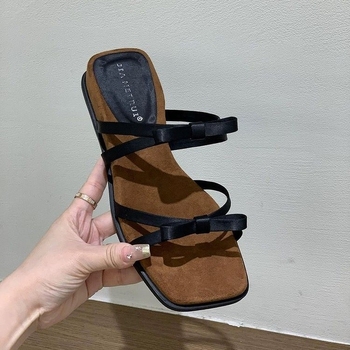 Meita sandale u rimskom stilu, kvadratna vrh prsta, gornji materijal: Super Fiber, potplat: guma