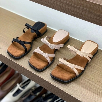 Meita sandale u rimskom stilu, kvadratna vrh prsta, gornji materijal: Super Fiber, potplat: guma