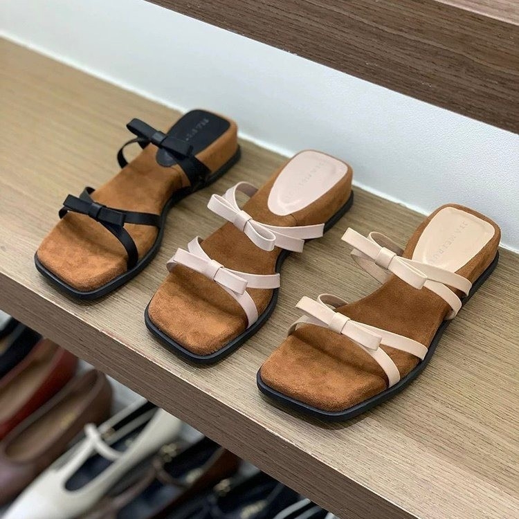 Meita sandale u rimskom stilu, kvadratna vrh prsta, gornji materijal: Super Fiber, potplat: guma